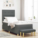 Box spring seng med hovedgærde Mørkegrå 190 x 90 cm Stof