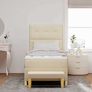 Box spring seng med hovedgærde Creme 190 x 90 cm Stof
