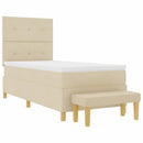 Box spring seng med hovedgærde Creme 200 x 90 cm Stof