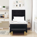 Box spring seng med pude med hovedgærde Sort 200 x 100 cm Stof