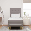 Box spring seng med pude Gråbrun 200 x 100 cm Stof