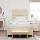 Box spring seng med hovedgærde Creme 200 x 120 cm Stof