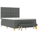 Box spring seng med hovedgærde Mørkegrå 190 x 140 cm Stof