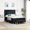 Box spring seng med hovedgærde Sort 190 x 140 cm Stof