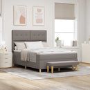 Box spring seng med hovedgærde Gråbrun 190 x 140 cm Stof