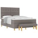 Box spring seng med hovedgærde Gråbrun 190 x 140 cm Stof