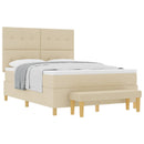 Box spring seng med pude med hovedgærde Creme 200 x 140 cm Stof