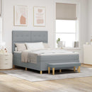 Box spring seng med hovedgærde Lysegrå 200 x 160 cm Stof