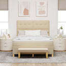 Box spring seng med hovedgærde Creme 200 x 160 cm Stof