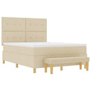 Box spring seng med hovedgærde Creme 200 x 160 cm Stof