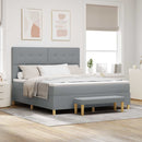 Box spring seng med hovedgærde Lysegrå 200 x 180 cm Stof