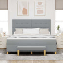 Box spring seng med hovedgærde Lysegrå 200 x 180 cm Stof