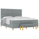 Box spring seng med hovedgærde Lysegrå 200 x 180 cm Stof