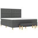 Box spring seng med hovedgærde Mørkegrå 200 x 180 cm Stof