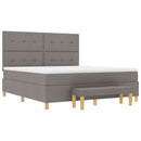 Box spring seng med hovedgærde Gråbrun 200 x 180 cm Stof