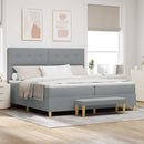 Box spring seng med hovedgærde Lysegrå 200 x 200 cm Stof