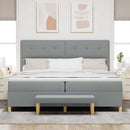 Box spring seng med hovedgærde Lysegrå 200 x 200 cm Stof