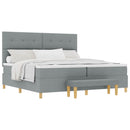 Box spring seng med hovedgærde Lysegrå 200 x 200 cm Stof