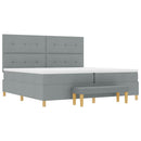 Box spring seng med hovedgærde Lysegrå 200 x 200 cm Stof