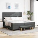 Box spring seng med hovedgærde Mørkegrå 200 x 200 cm Stof