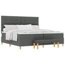 Box spring seng med hovedgærde Mørkegrå 200 x 200 cm Stof
