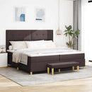 Box spring seng med hovedgærde Mørkebrun 200 x 200 cm Stof