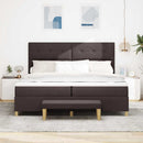 Box spring seng med hovedgærde Mørkebrun 200 x 200 cm Stof