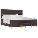 Box spring seng med hovedgærde Mørkebrun 200 x 200 cm Stof