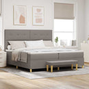 Box spring seng med hovedgærde Gråbrun 200 x 200 cm Stof
