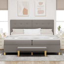 Box spring seng med hovedgærde Gråbrun 200 x 200 cm Stof