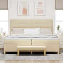 Box spring seng med hovedgærde Creme 200 x 200 cm Stof