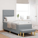Box spring seng med hovedgærde Lysegrå 200 x 80 cm Stof