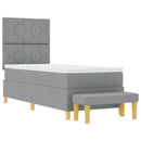 Box spring seng med hovedgærde Lysegrå 200 x 80 cm Stof