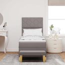 Box spring seng med hovedgærde Gråbrun 200 x 80 cm Stof
