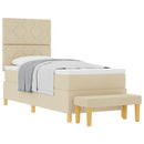 Box spring seng med pude med hovedgærde Creme 200 x 80 cm Stof