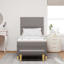 Box spring seng med pude Gråbrun 190 x 90 cm Stof