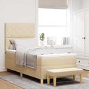Box spring seng med pude med hovedgærde Creme 190 x 90 cm Stof