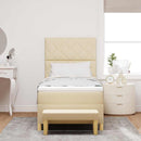 Box spring seng med pude med hovedgærde Creme 190 x 90 cm Stof