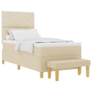Box spring seng med pude med hovedgærde Creme 190 x 90 cm Stof