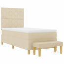 Box spring seng med pude med hovedgærde Creme 190 x 90 cm Stof