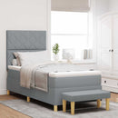 Box spring seng med hovedgærde Lysegrå 200 x 80 cm Stof