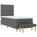 Box spring seng med hovedgærde Mørkegrå 200 x 90 cm Stof