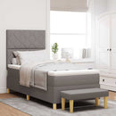Box spring seng med hovedgærde Gråbrun 90 x 200 cm Stof