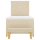 Box spring seng med hovedgærde Creme 200 x 90 cm Stof