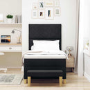 Box spring seng med pude med hovedgærde Sort 200 x 100 cm Stof