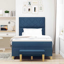 Box spring seng med pude med hovedgærde Blå 190 x 120 cm Stof