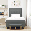 Box spring seng med pude Mørkegrå 200 x 120 cm Stof