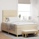 Box spring seng med hovedgærde Creme 200 x 120 cm Stof
