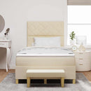 Box spring seng med hovedgærde Creme 200 x 120 cm Stof