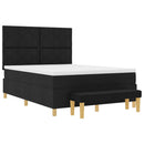 Box spring seng med pude med hovedgærde Sort 190 x 140 cm Stof